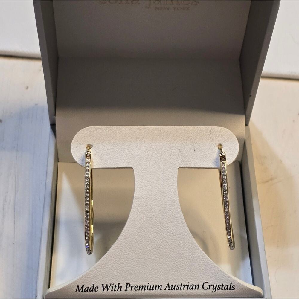 Sofia James Gold Tone Double Hoop Earrings with Premium Austrian Crystals
